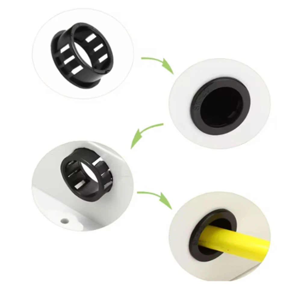 SB-Type Dia 6-100mm Black Panel Mount Nylon Snap Bushing Cord Buckle Protective Pipe Coil Wire Cable O Ring Hole Plug Grommet