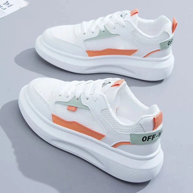 

Кроссовки женские сетчатые дышащие, повседневная спортивная обувь на плоской подошве, белые, весна-лето 2021