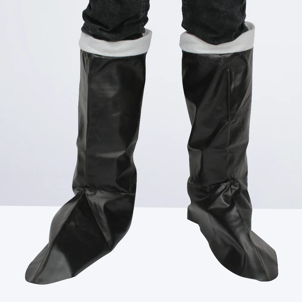 1 キッズ PU ニーハイブーツカバー クリスマスブーツコスチューム ステージパフォーマンス小道具 10-13 歳用シューズカバー