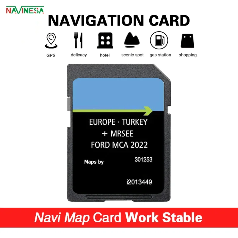 Naving Sat Nav Europe لخرائط بطاقة Ford SD Mondeo Kuga Focus C-Max S-Max (2010-2014) MCA 2022