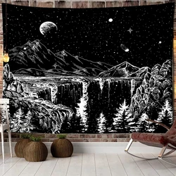 Black Starry Night Tapestry Wall Hanging Abstract Mysterious Witchcraft Hippie Tapiz Dormitory Living Room Home Decor