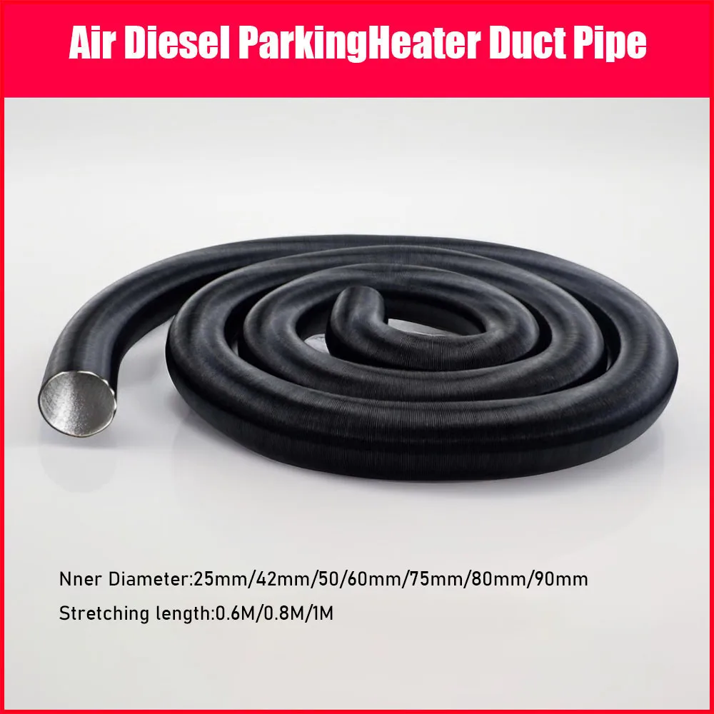25mm 42mm 60mm 50mm 75mm 90mm Diameter Air Diesel Parking Heater Duct Pipe Tube Hose 0.6/0.8/1M Length For Webasto Eberspacher