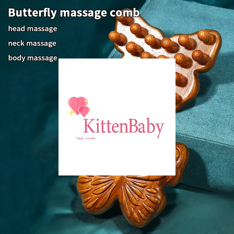 

Массажная расческа в форме бабочки, многофункциональный массажер для головы, натуральный сандал, круглый зуб, гуаша, соскабливание, массаж тела