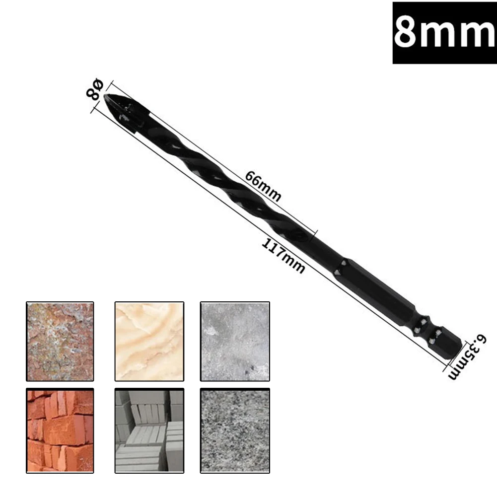 Drill Bit 3/4/5/6/8/10/12mm Tungsten Steel Alloy For Concrete Tile Glass Wood Hole Saw Four-edged Drill Bit Hand Drilll