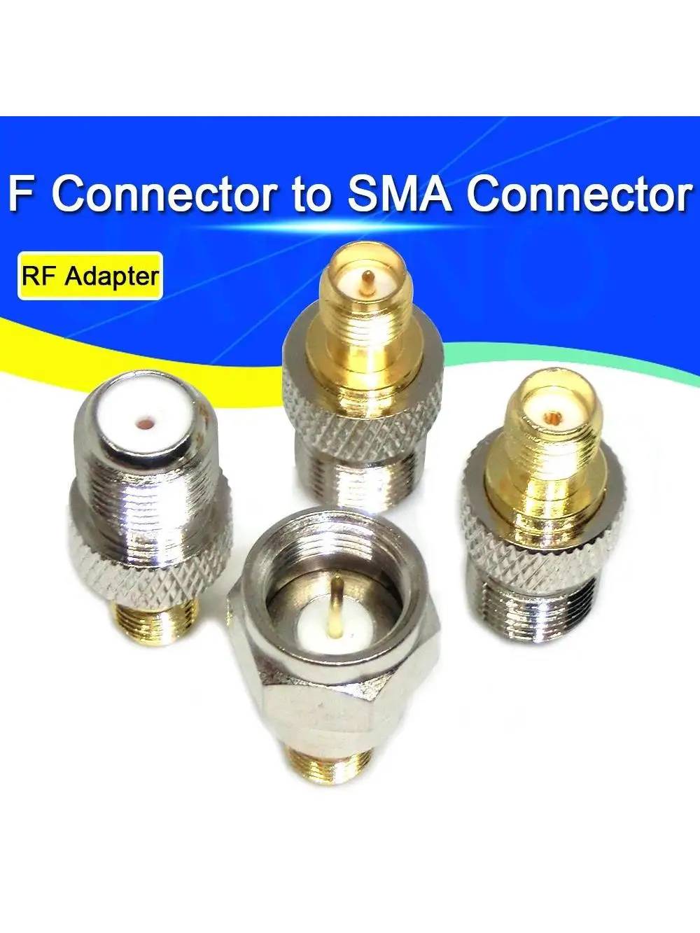 Adaptateur coaxial coaxial RF de Type F, Jack femelle vers prise mâle SMA, connecteur F droit vers connecteur SMA Javino, 2-20 pièces