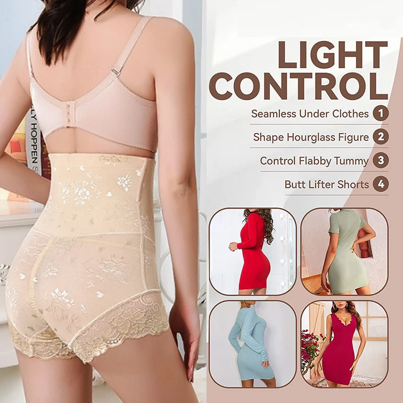 GUUDIA Hook Zipper Body Shaper Panties Breathable Fabric High Waisted Control Butt Lifting Briefs with Exquisite Jacquard