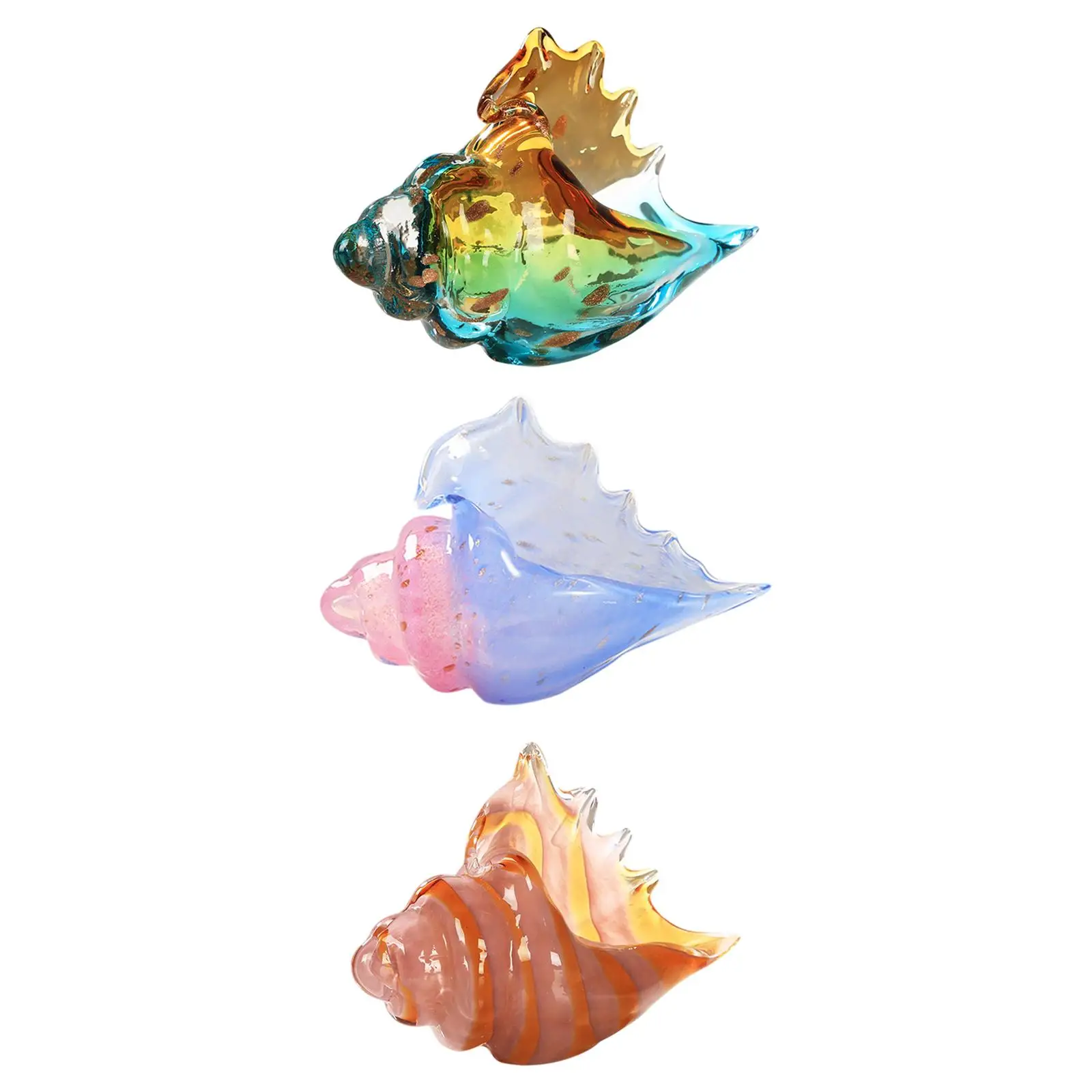 Glass Conch Figurine Sea Animal Art Statuette Hand Blown Sculpture for Kitchens Shelf Table Bedroom Living Rooms Cabinet