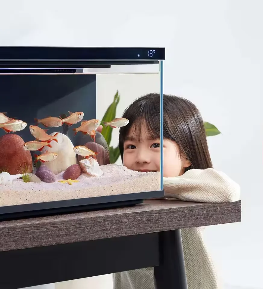 NEW MIJIA Smart Fish Tank MYG100 with Mi Home App Control Auto Feeding RGB Lights One-Button Drainage and Temperature Sensor CN