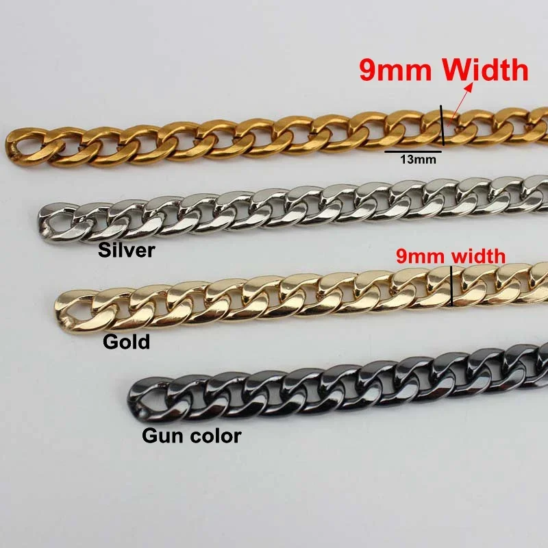 10M 9mm11mm from DIY Accessory Factory Directly bag with  flat metal Chains Bags Purses Strap Metal Purse Chain Handle Shoulder