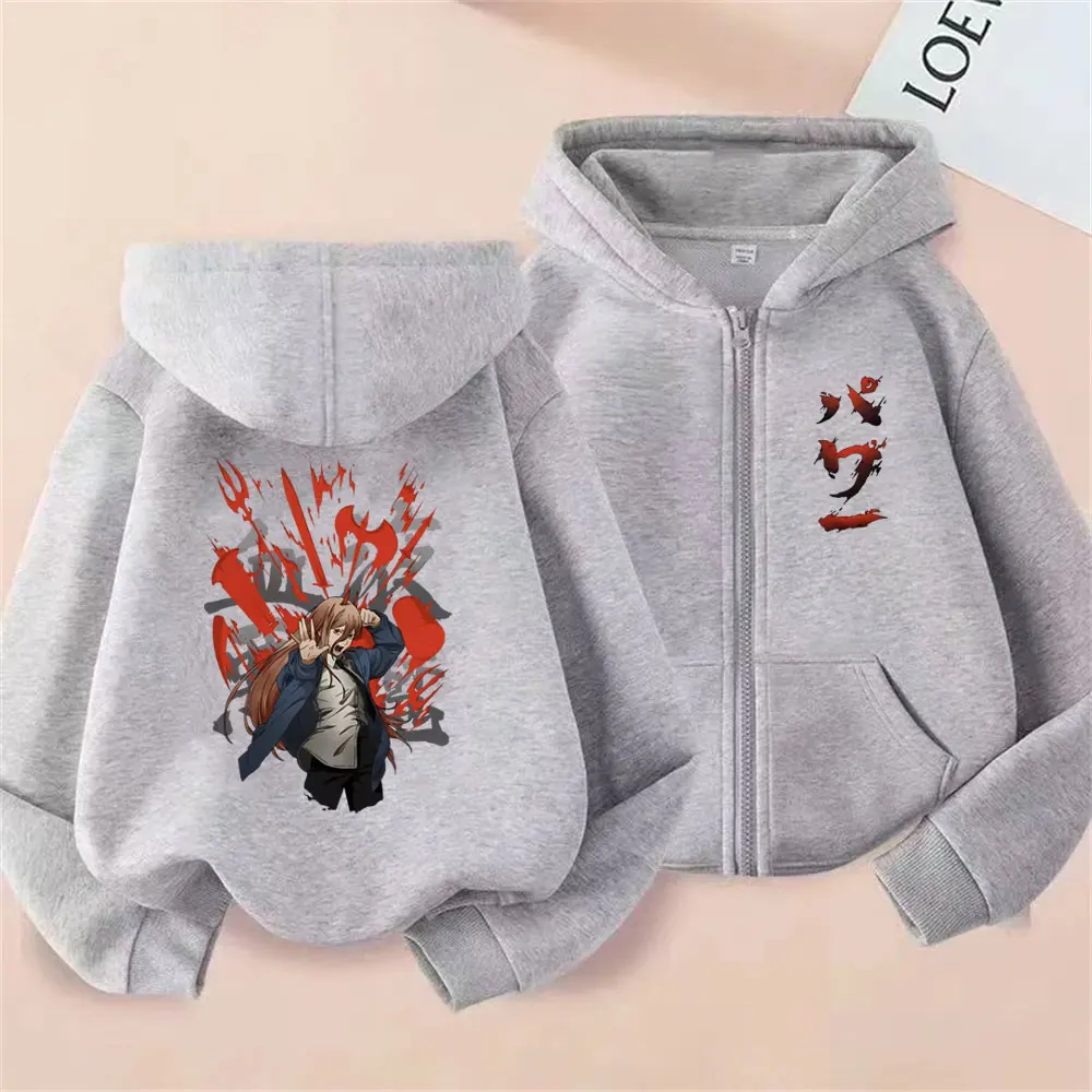 Anime Chainsaw Man Power Zipper Hoodie Cartoon Manga Graphic Print Zip Up Jackct Coat Men Women Fashion Casual Oversized Hoodies view 5