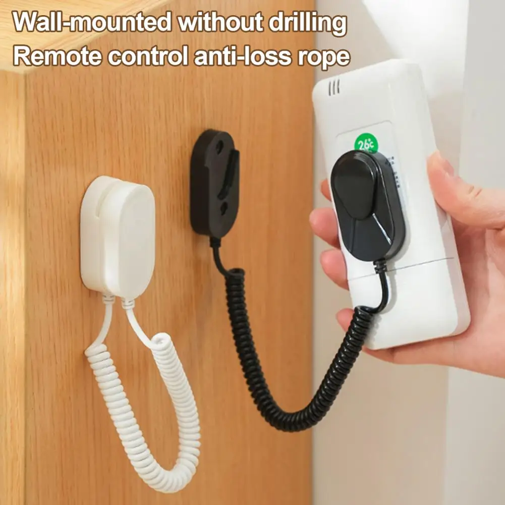 5.3cm Magnetic Remote Control Holder With Spring Rope Easy Installation Wall-Mount Rack Anti-Loss Remote Control Organizer Tool