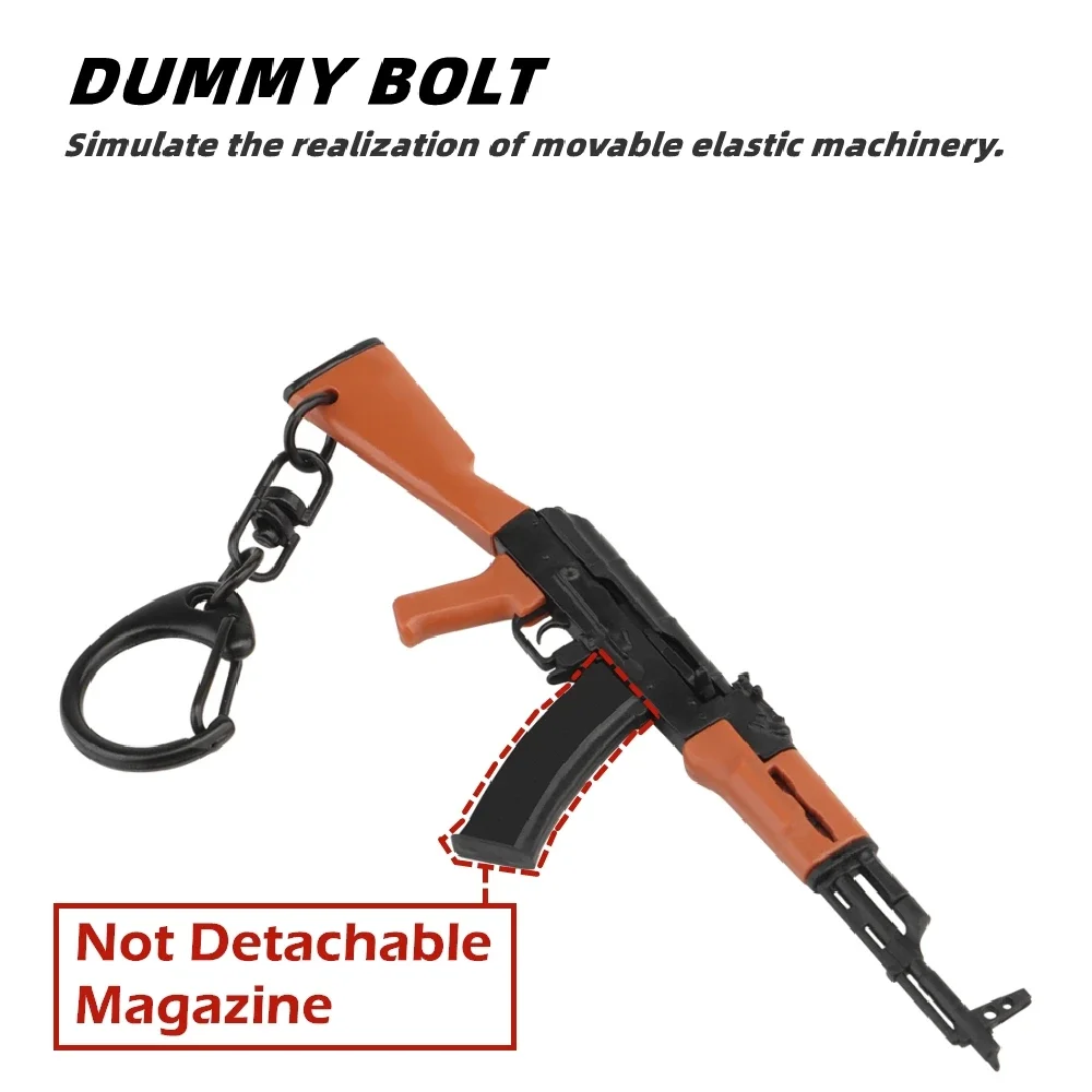 AK47 1:9 Keychain Plastic Mini Pistol Gun Shape Weapon Plastic Key Ring Gift Decorations with Dummy Bolt and Magazine