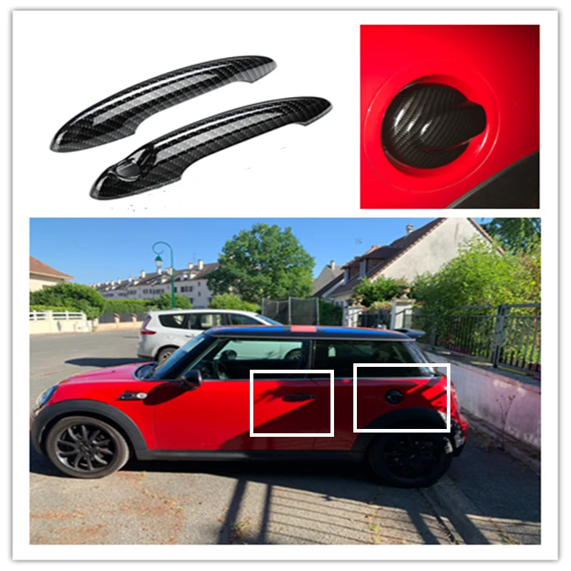 

Наполнительная Крышка для бензобака автомобиля и 2 наружных крышки для ручек двери из углеродного волокна для BMW Mini Cooper S R55 R56 2007-2013