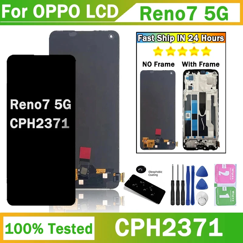 6,43 "testowany ekran wyświetlacza Reno 7 5G dla OPPO Reno7 5G LCD CPH2371 wyświetlacz montaż Digitizera z ekranem dotykowym