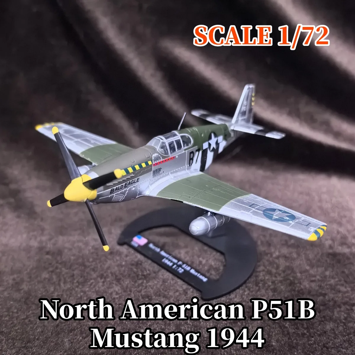 

Scale 1:72 North American P51B Mustang 1944 Fighter Model Military Aircraft Replica Aviation World War Bomber Collectible Toy