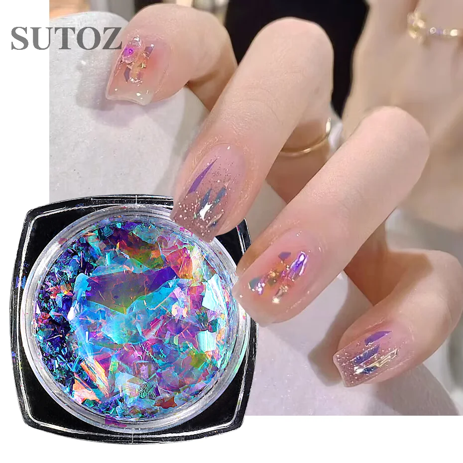 Phantom Colour Ice Crystal Snow Powder Nails Glitter Opal Powder Decal Bright Dreamy Style Aurora Manicure Sequin Decors #LEXR13