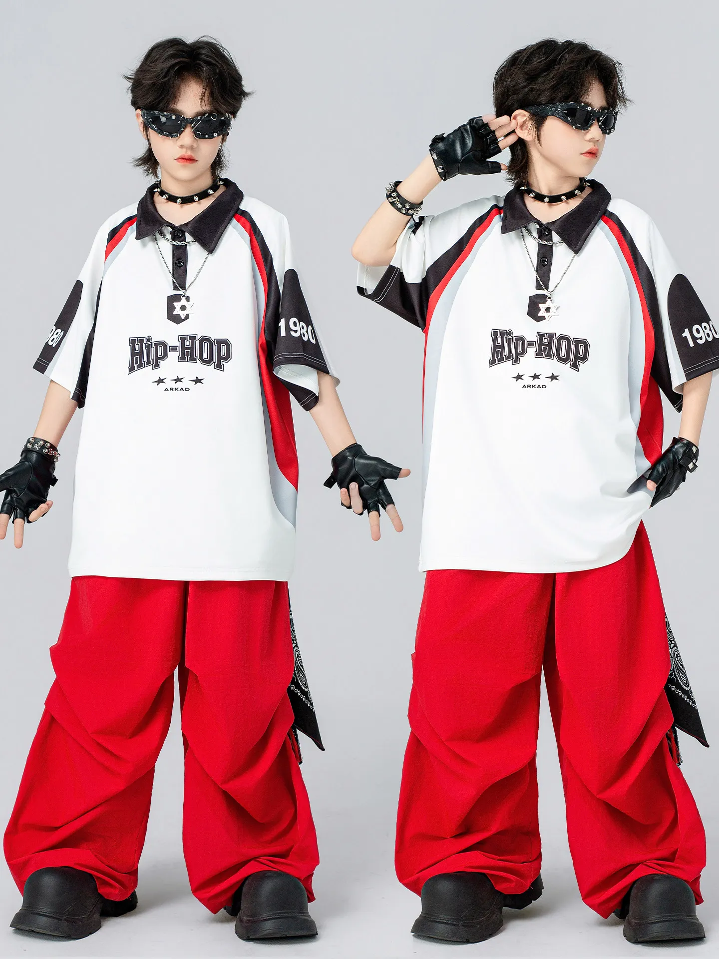 

2026 Gilrs Boys Jazz Dance Clothing Children Performance Competition Suits Kids Cool Hip Hop Dance Costume Rave Wear DW11559