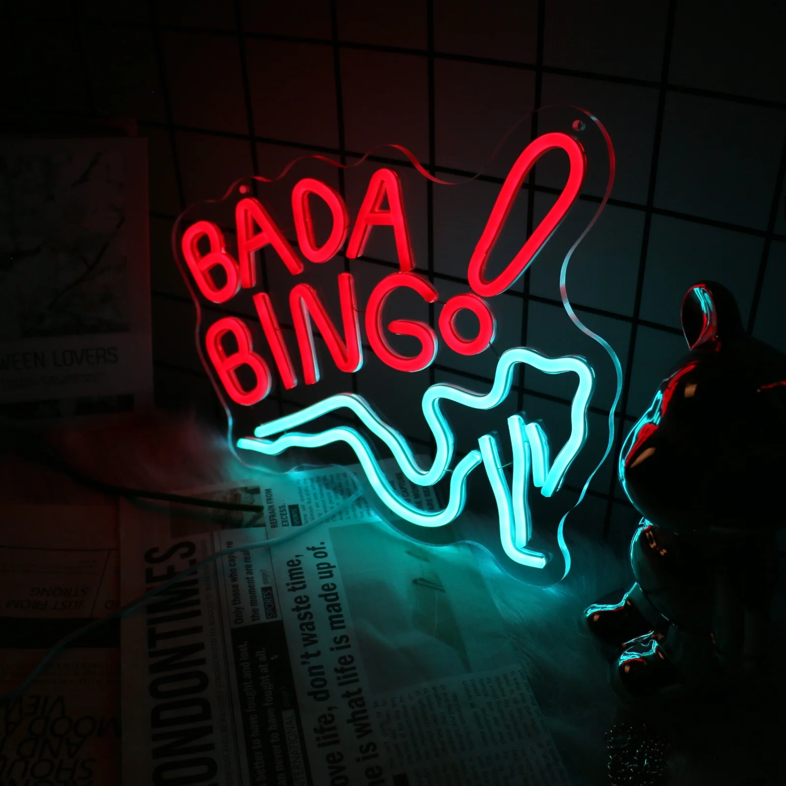 UponRay Bada Bing Neon Signs for Wall Decor for Man Cave Light Up Sign for Bedroom Bar Pub Store Club Party Dance Studio