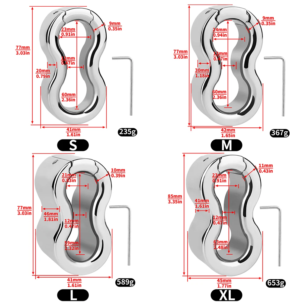ORALSX 304 Stainless Steel Male Penis Ring Ball Scrotum Stretcher Ejaculation Delay Heavy Metal Cock Rings BDSM Sex Toys For Men