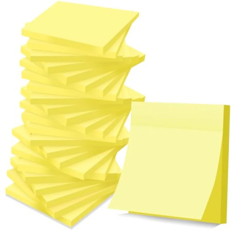 

Pack Sticky Notes 3x3 in Yellow, Clean Removal, Recyclable, Self-Stick Pads, Easy to Post for Home, Office, Notebook
