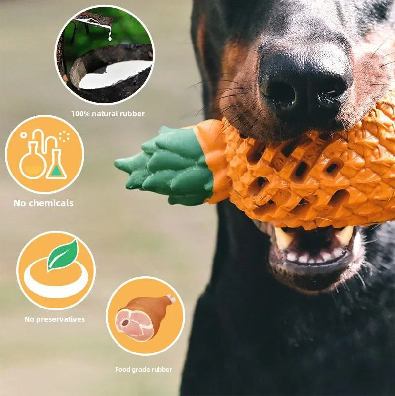 Dog Toy Bite Resistant Natural Rubber Leaky Food Ball Small Medium and Large Dogs  Grinding Teeth Cleaning Teeth Relief Pet Toys