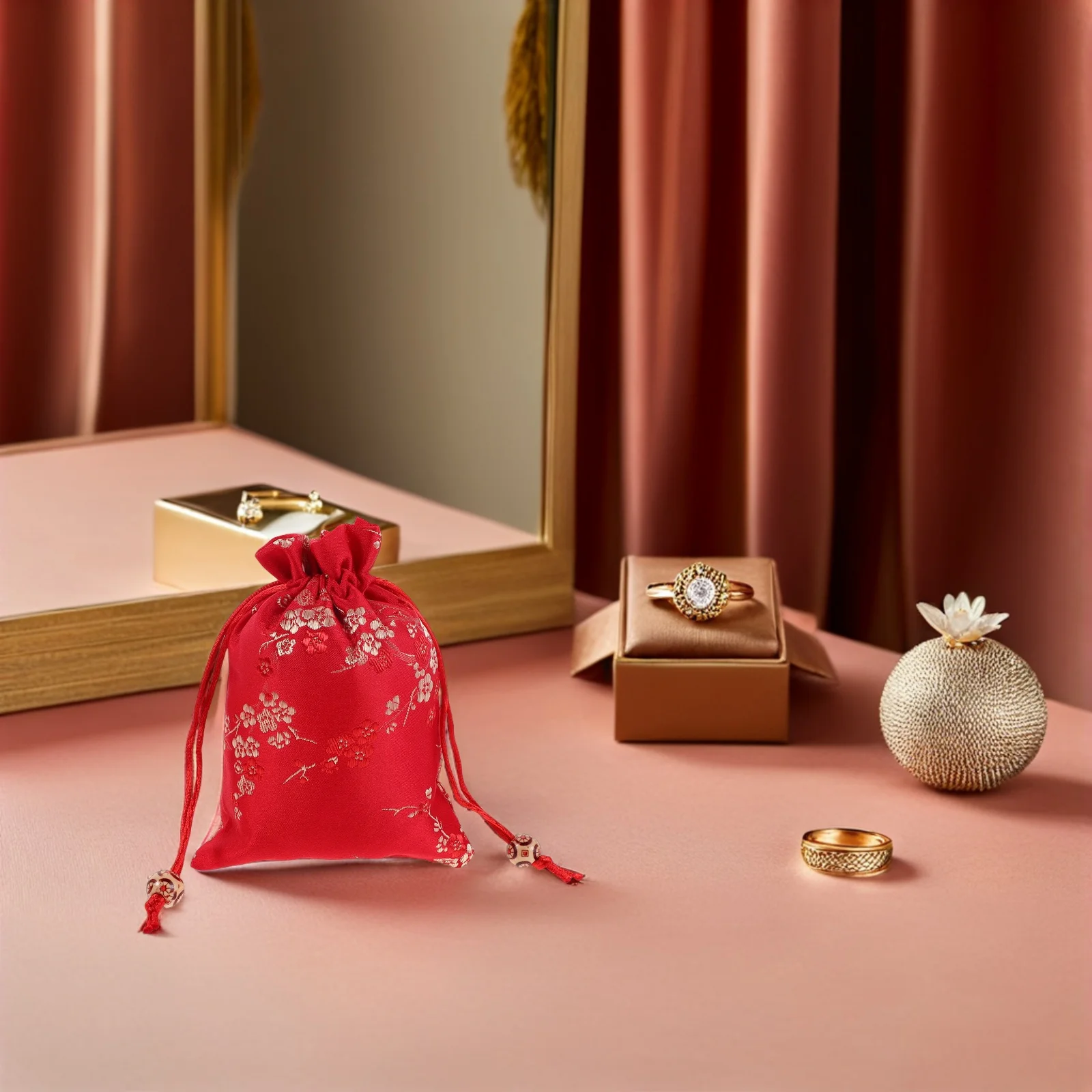 

12Pcs Mini Jewelry Pouches with Drawstring Exquisite Embroidered Silk Bag for Coin Candy Sachet Wedding Birthday Party Favor