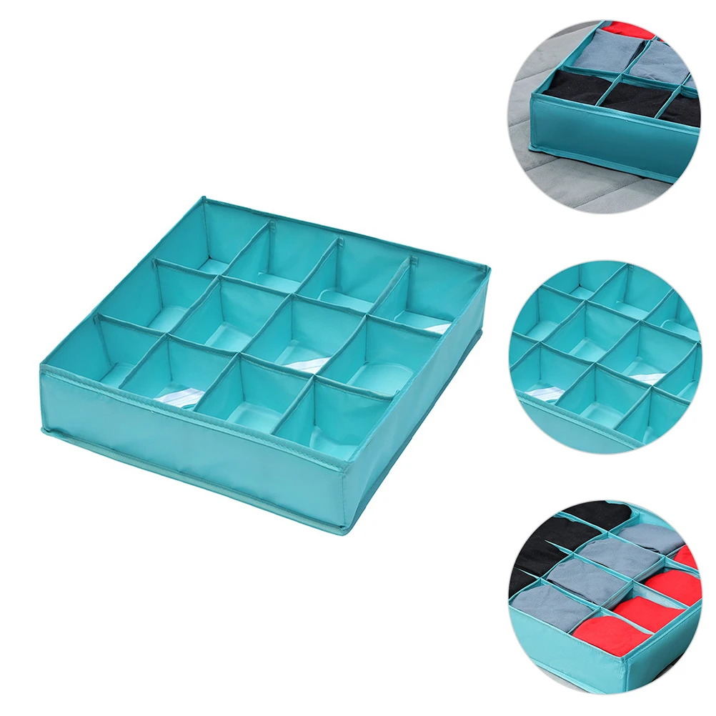 

Underwear Storage Box Drawer Divider Socks Organizer Container Polyester Foldable 12 Cells Lingerie