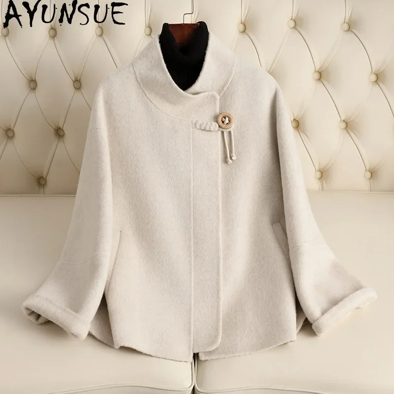 AYUNSUE 80% Real Wool Jacket Women Short Coats Ladies 2024 Autumn Winter New in Outerwears Casual Womans Clothing 한국스타일 여성의류