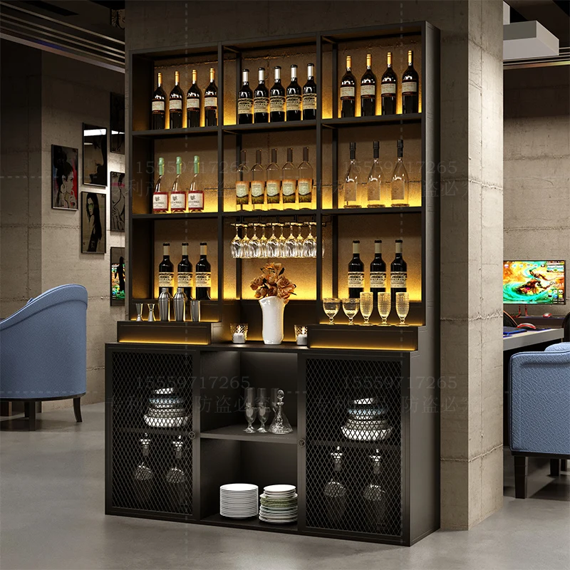 Wine cabinet Wine rack Red wine cabinet Display rack Floor-to-ceiling locker Iron dining side cabinet Against the wall Bar