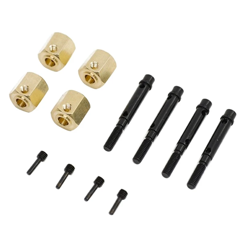 4 SZTUK mosiężny adapter sześciokątny koła 12 mm z wałem koła do YK4082 YK4102 4103 Yikong RC Crawler Car Upgrade Parts