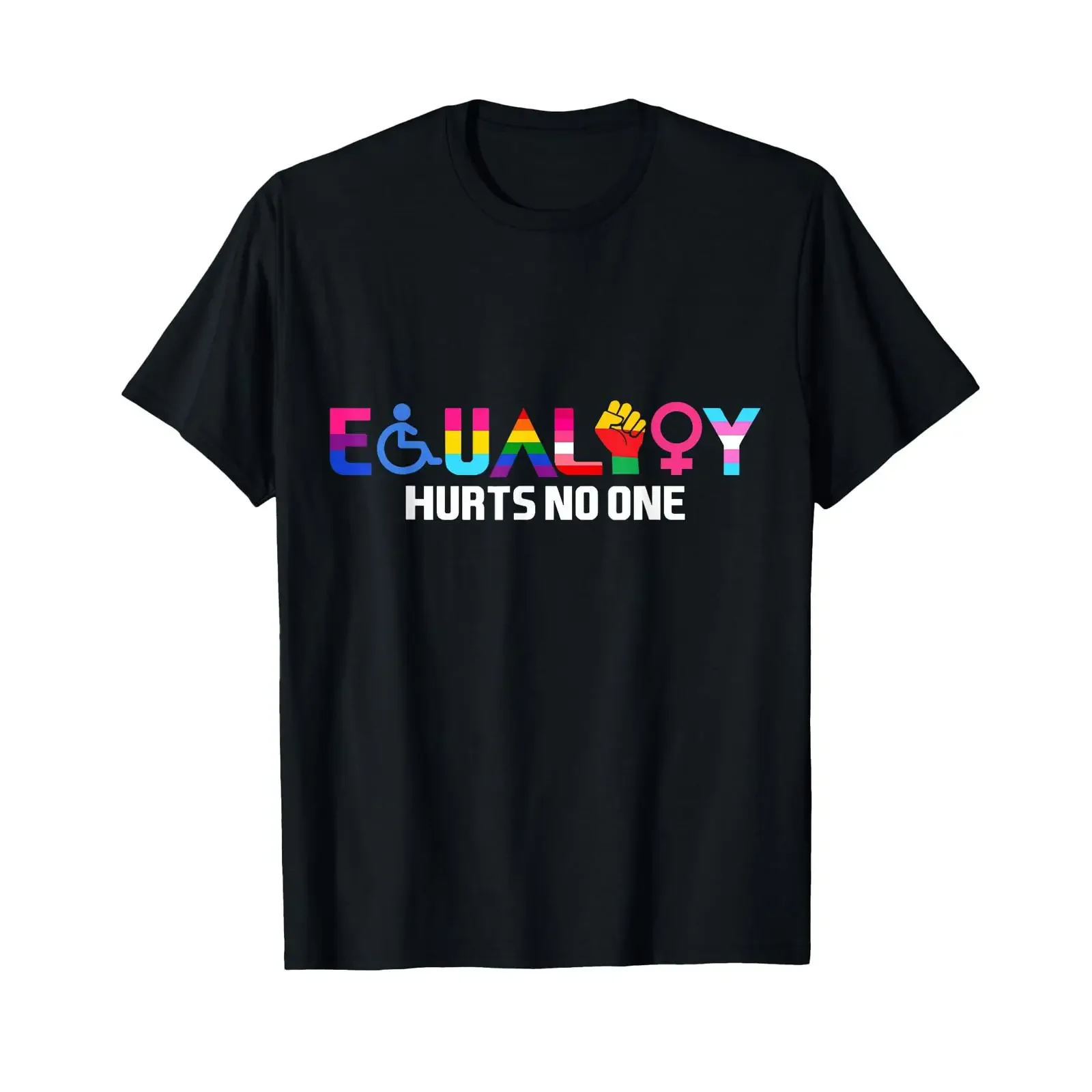 Equality Hurts No One LGBTQ Pride T Shirt Inclusive Disability Women's Rights Rainbow Black vintage Washed graphic Breathable