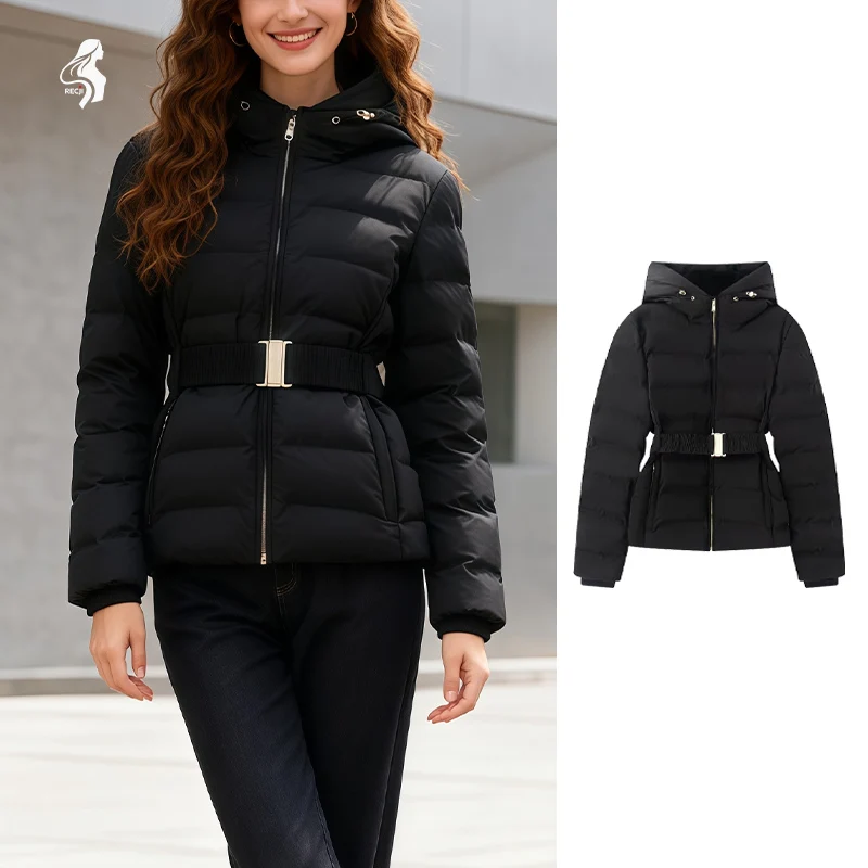 

Женская модная куртка с капюшоном, приталенная водонепроницаемая и ветрозащитная короткая куртка на молнии с капюшоном, осенне-зимняя повседневная одежда