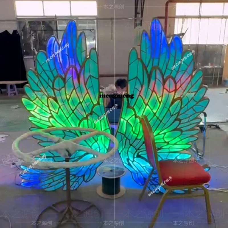 Outdoor colorful angel wings, acrylic butterfly floor ornaments, landscape lighting, landscaping, lighting
