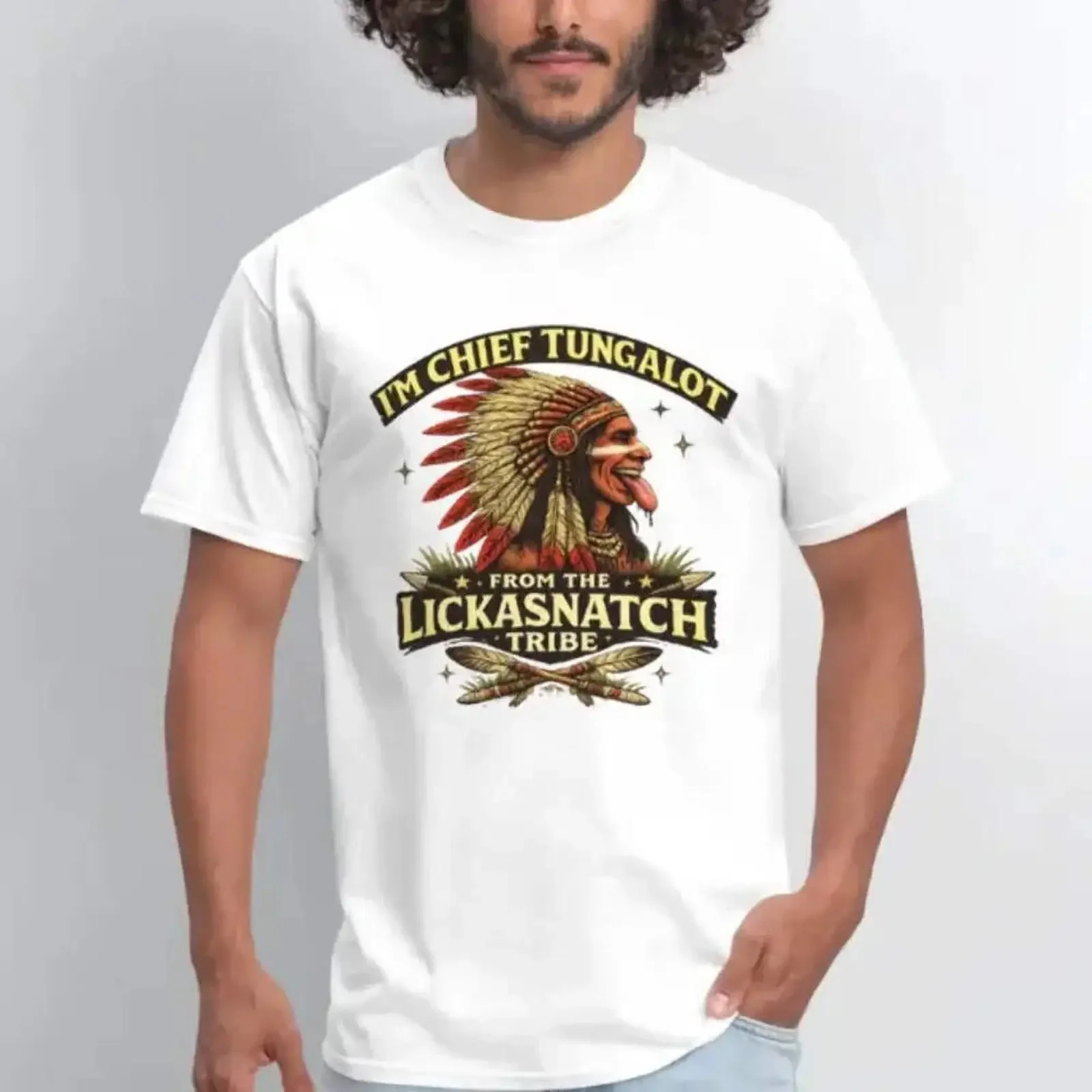 Chief Tungalot Lickasnatch Tribe Funny Adult Humor T Shirt vintage Washed Casual homme streetwear Stretched Stylish Comfortable