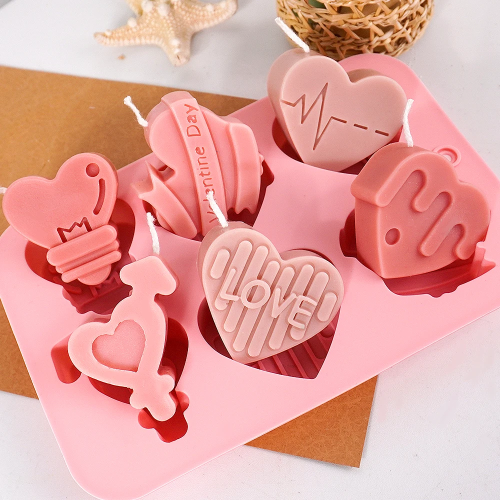 Angel Love Heart Shaped Silicone Chocolate Mold Cake Ice Tray Baking Tools Handmade Soap Candle Mould Valentine's Day Decor Gift