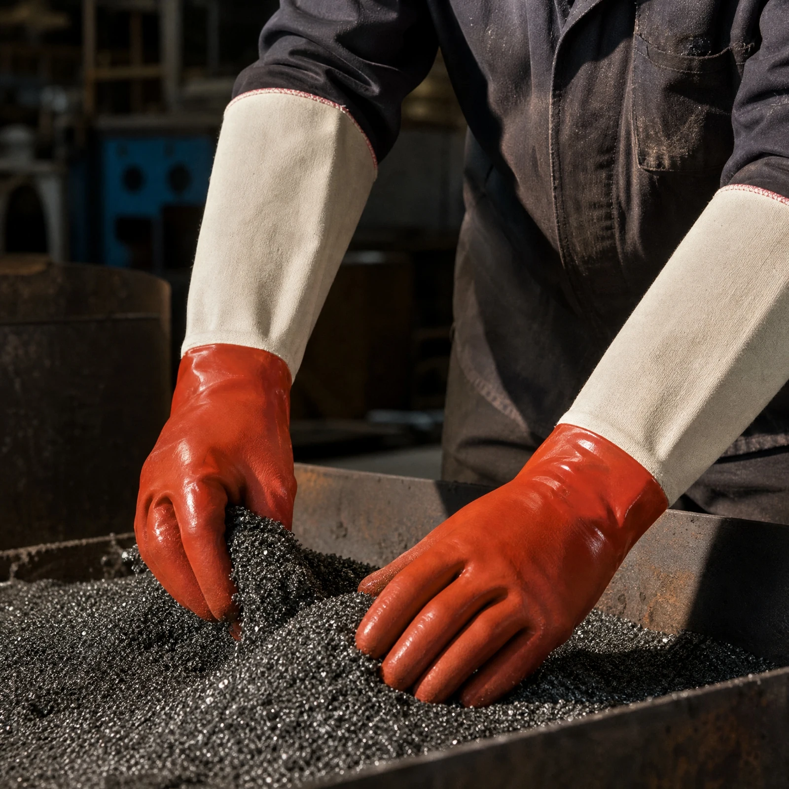 Sandblasting Glove with Canvas Gauntlet Cuff Reinforced Abrasive Blasting Gloves Blast Gloves Industrial Strength