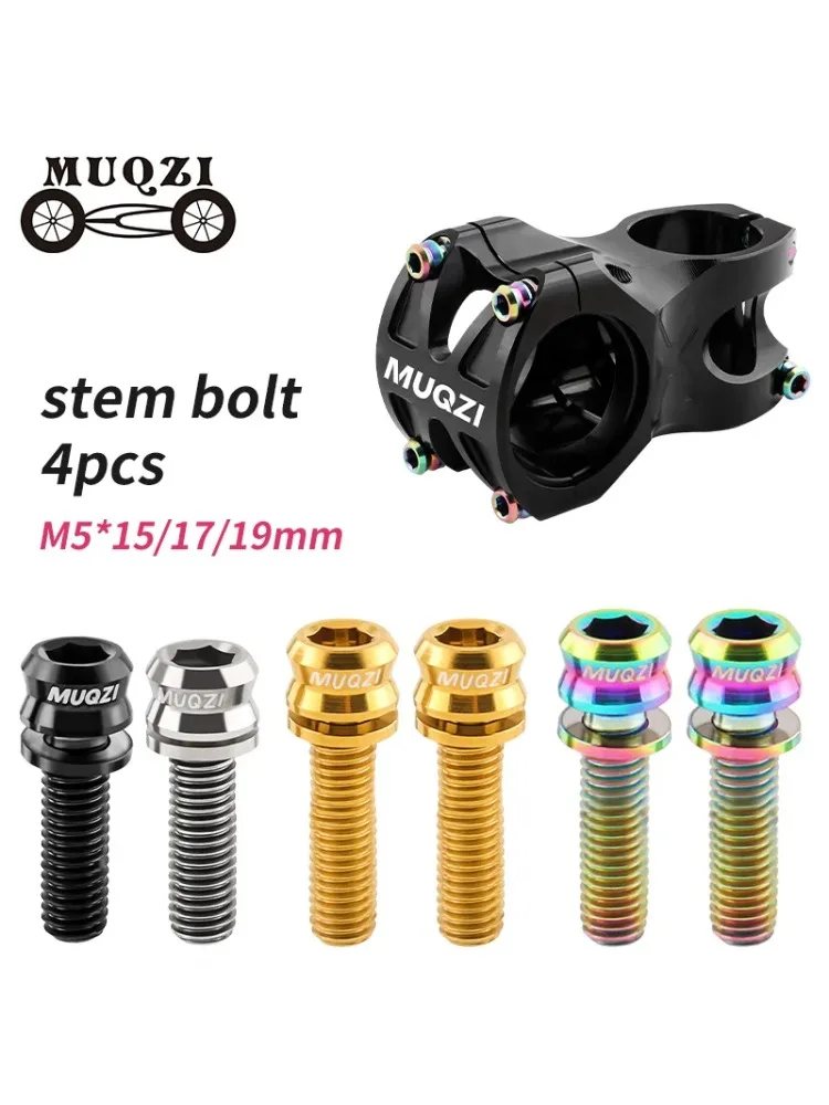AliExpress MUQZI 4/6PCS Handlebar Stem Screw M5x15/17/19 Titanium Alloy Stem Bolts Ultra-Light MTB Road Bike Parts