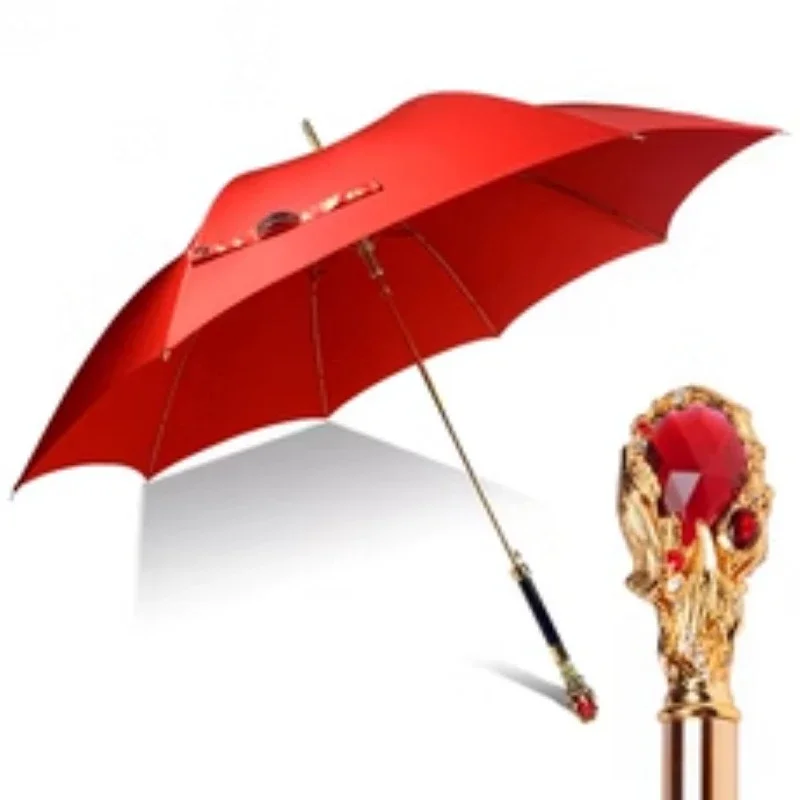 Animal Head Long Handle Umbrella Automatic Large Vintage Men Umbrella Windproof Strong Luxury Durable Outdoor Travel Rain Gear