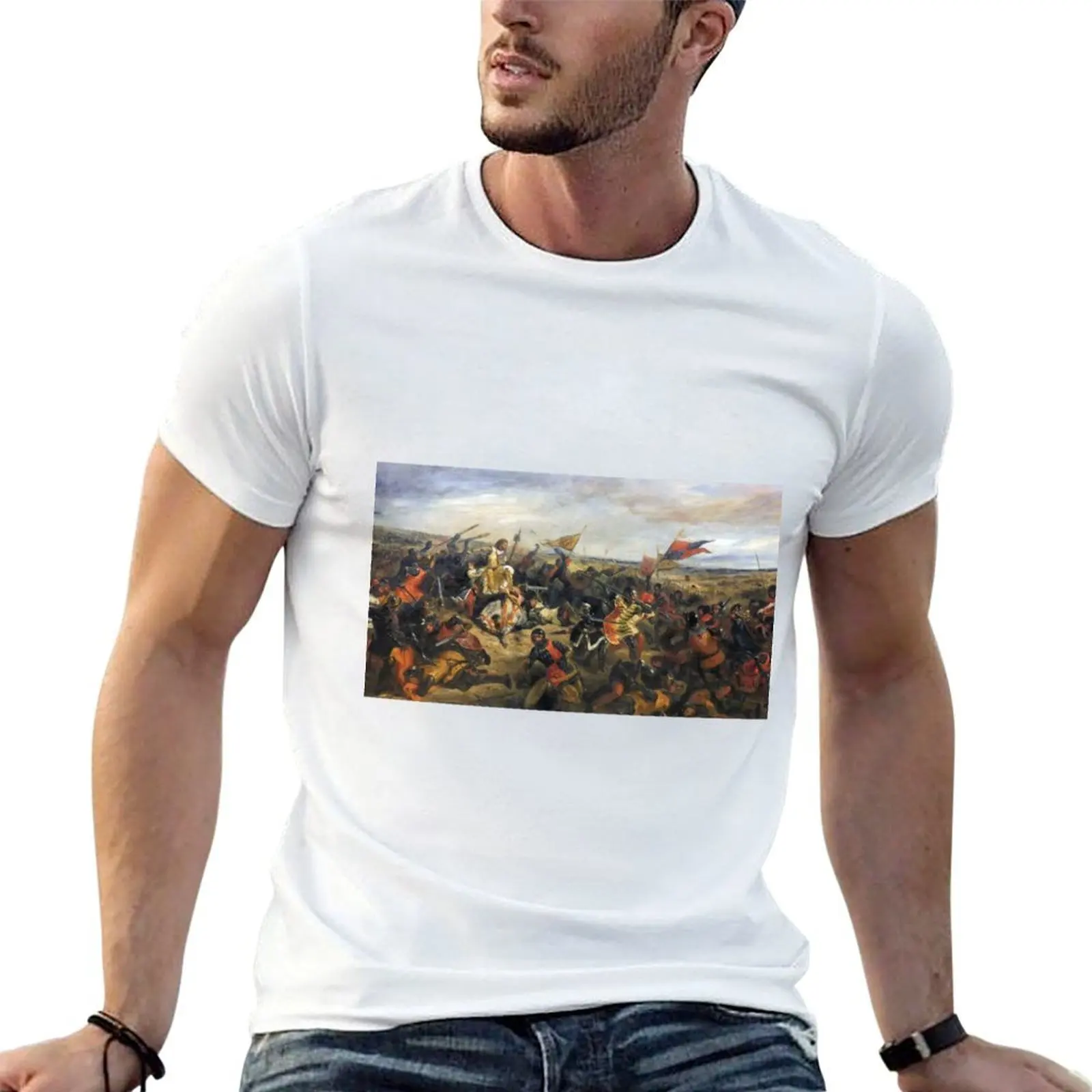 

The Battle of Poitiers - Eugene Delacroix T-Shirt man t shirt cotton high quality t shirt man designer T-Shirt