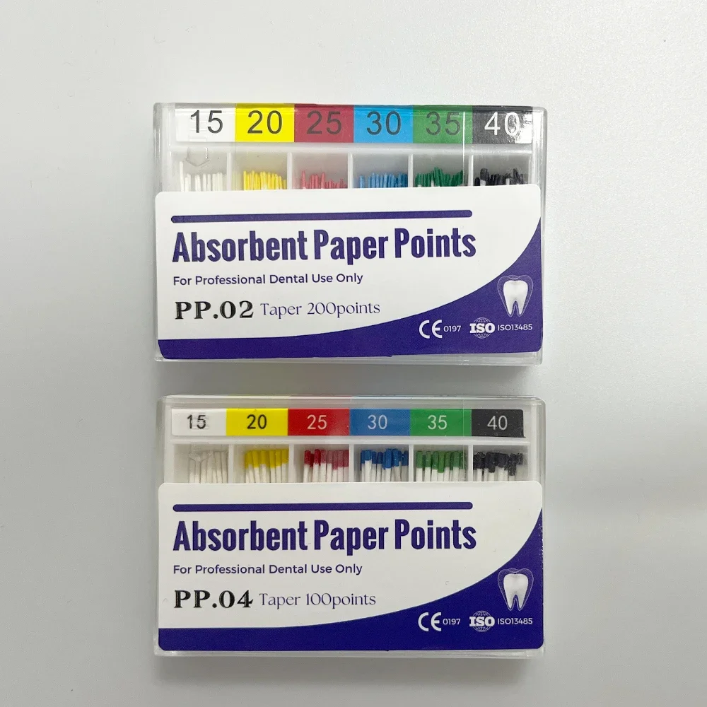 Image 5: Kit de traitement endodontique : points de papier absorbant et cônes de gutta-percha pour le séchage et le remplissage des canaux radiculaires, conicité 04/02