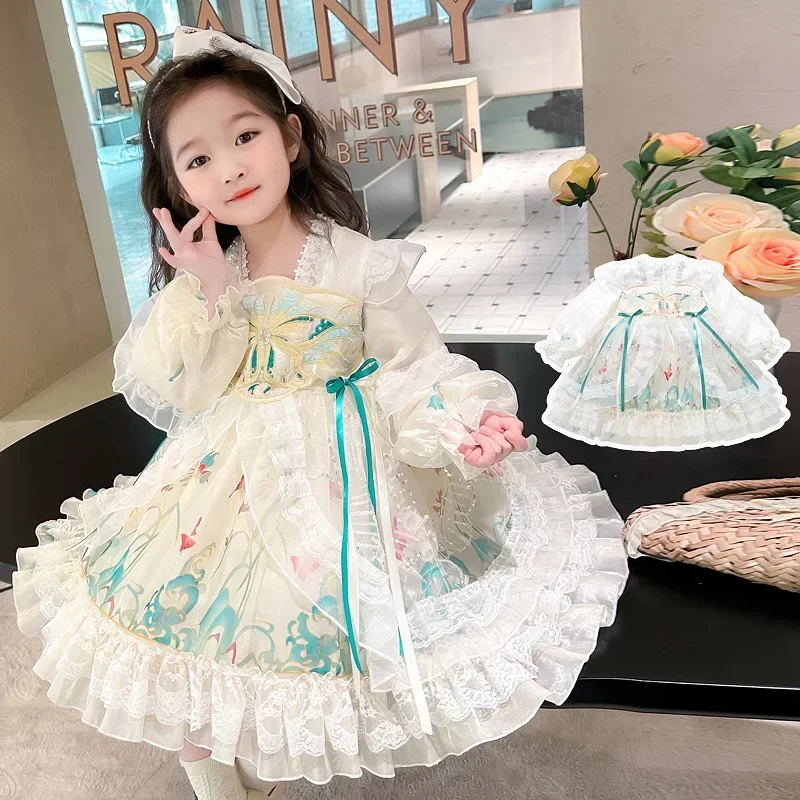 Autumn Dress for Girls Baby Birthday Princess Party Vestidos Infantil Lolita kawaii Wedding Dress Girl Mesh Children Dresses