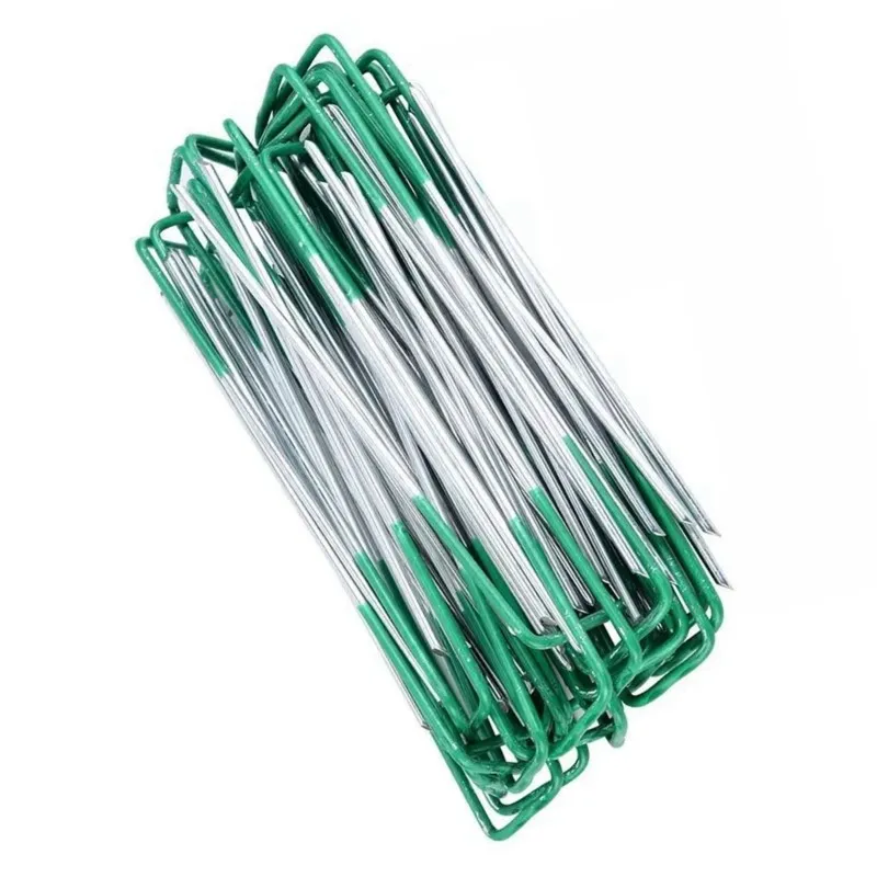 

ABKS-Staples Stakes 15Cm 50PCS Galvanized Garden Landscape Ground U-Shaped Landscape Pins For Secure Lawn Fabric