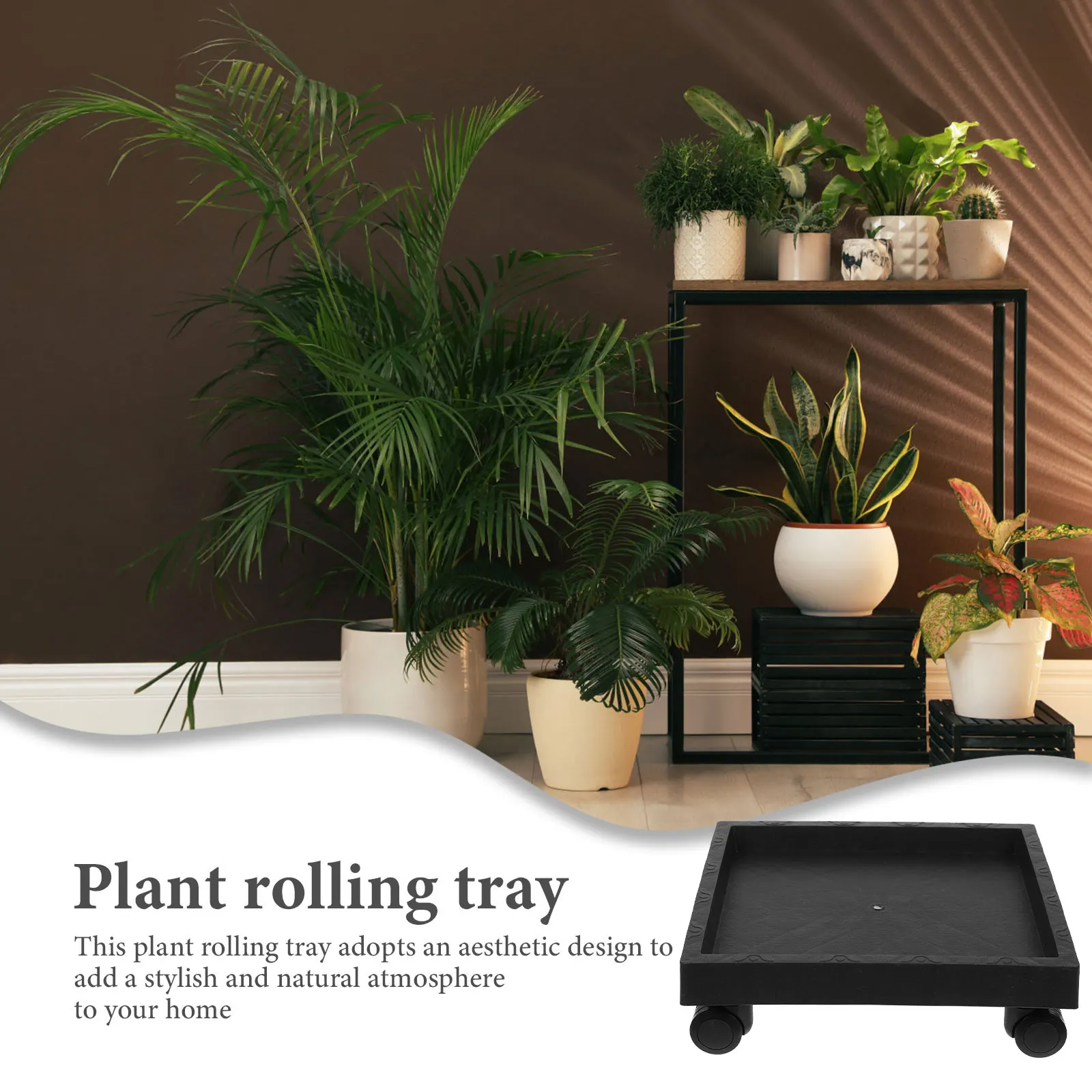 

Square Plant Tray Wheels Thickened Plastic Movable Planter Caster Pallet For Indoor Outdoor Garden Flowerpot Stand Trolley