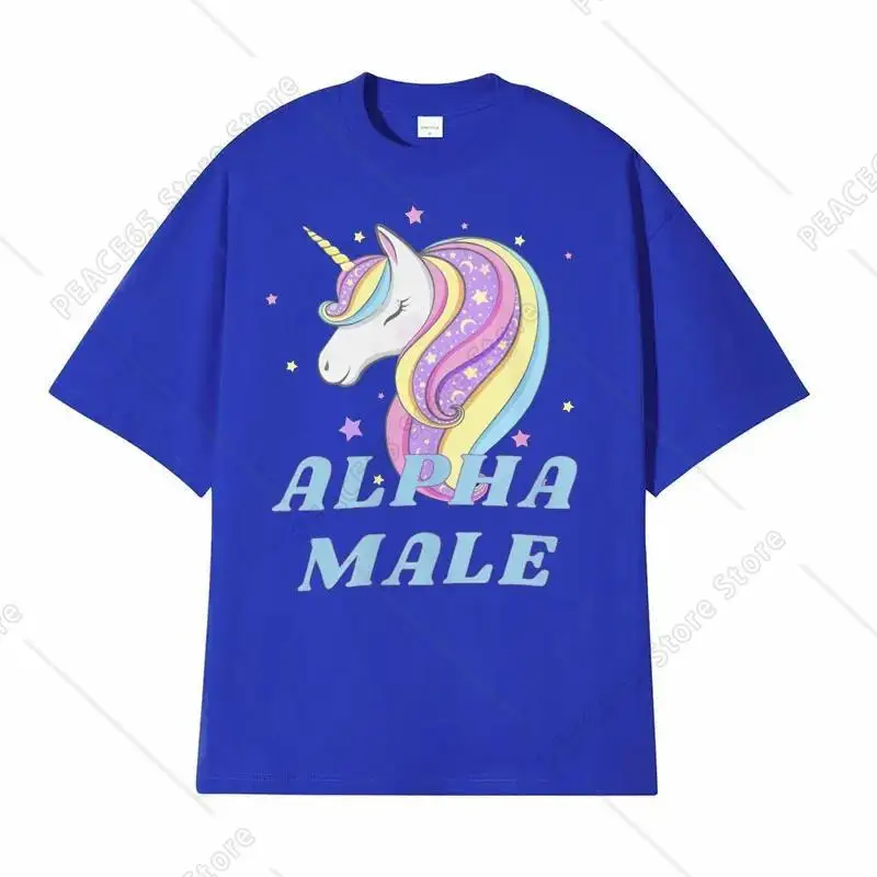 

Alffpha Male Baby Unicorn Funny Meme T Shirt Unisex Fashion Kawaii Vintage Tee Shirt Men High Quality Overed Loose T-shirt Tops