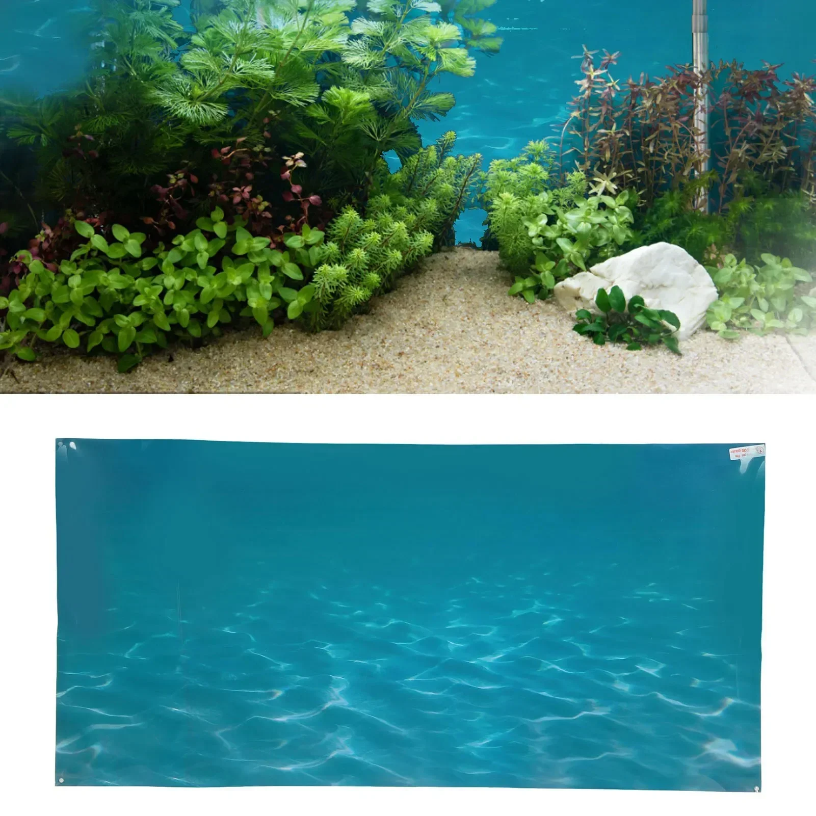 Aquarium PVC Background Self Adhesive 3D Blue Sea Water Sticker Fade Free For Fish Tank Aquascape Decoration