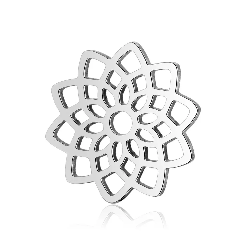 10 Stück/Set Modische Edelstahl Hohle Lotus-Anhänger Yoga-Totem DIY Halsketten-Zubehör, Perlen, Schmuckherstellungszubehör