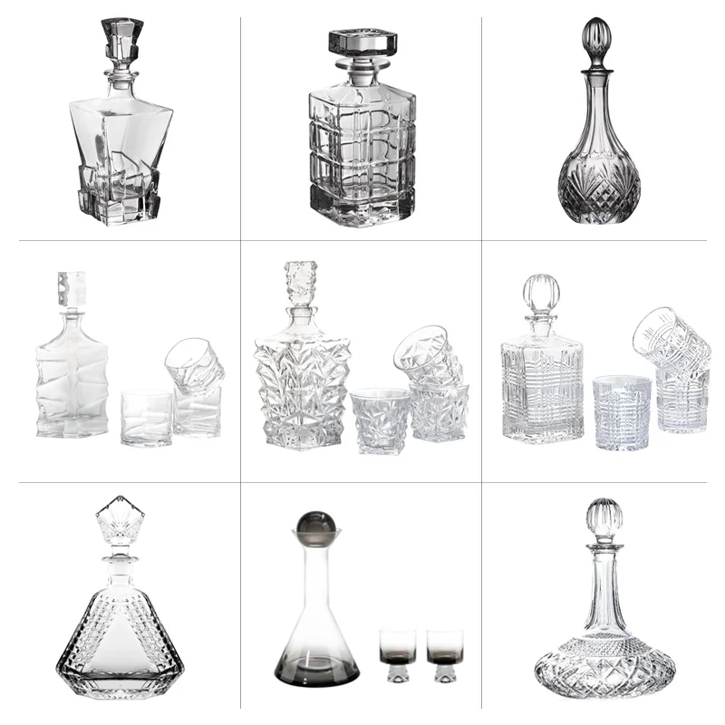 

Modern light luxury transparent glass wine set combination model room hotel clubhouse hall wine cabinet decoration