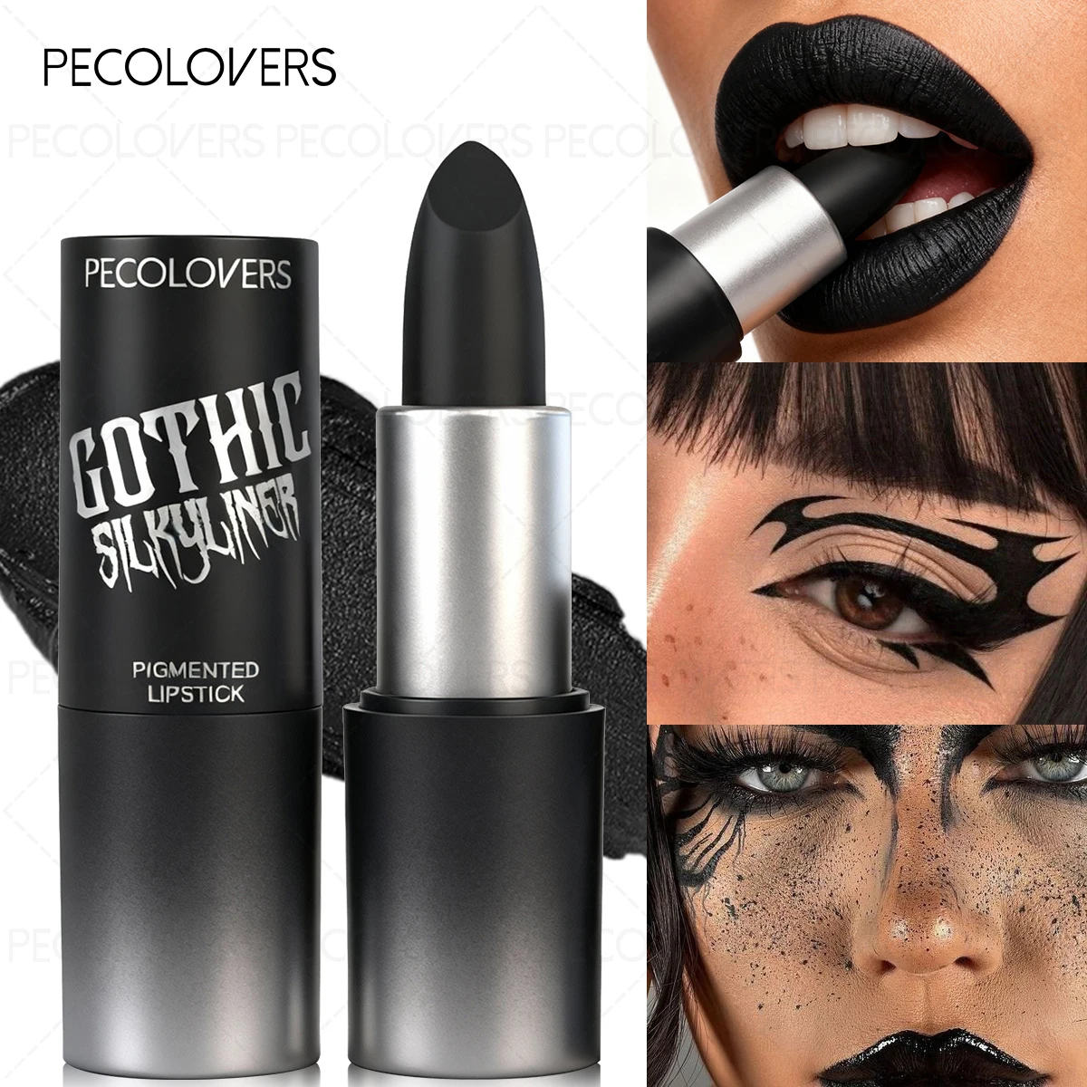 1PC Black Matte Lipstick Easy to Apply Naturally Dimensional Long-lasting Color Payoff Perfect for Touch-ups/Halloween Gift