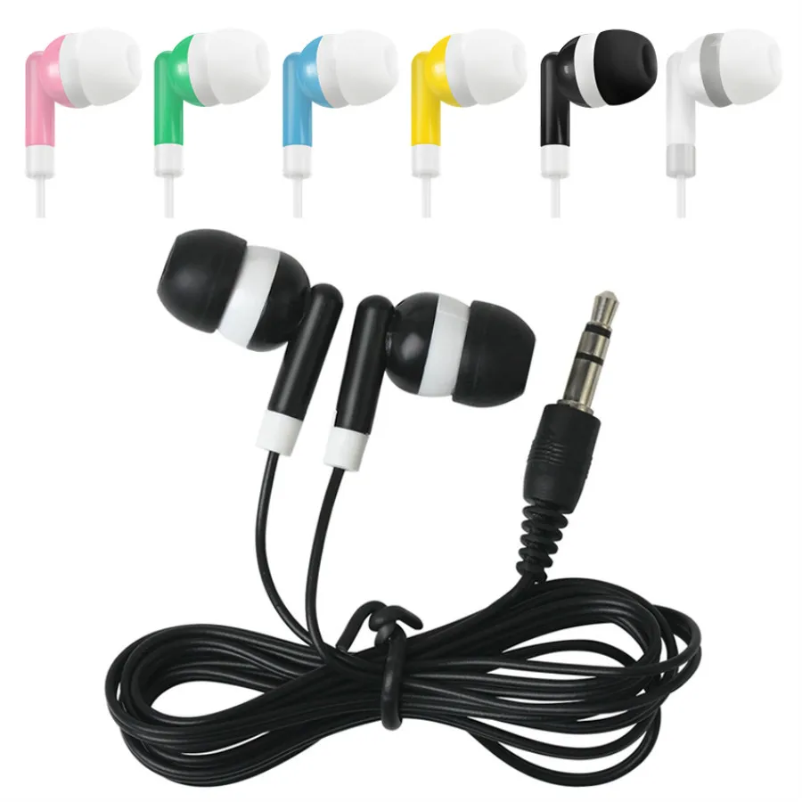 

200pcs Cheap Colorful Disposable 3.5mm In-Ear Wired Earbuds Earphone for School Library Museum Concert For Bus or Train or Plane