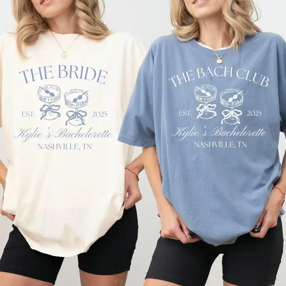 The Bach Club Bachelorette Print Comfort Shirts Custom Location And Name Bachelorette Party Tee Y2K Top Daily Trendy Streetwear